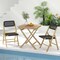 Costway 2/4 Piece Patio Folding Chairs with Woven Rope Seat & High Back Indonesia Teak Wood for Porch Natural&Black